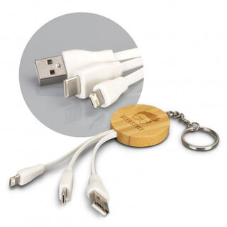 Bamboo Charging Cable Key Ring - Round